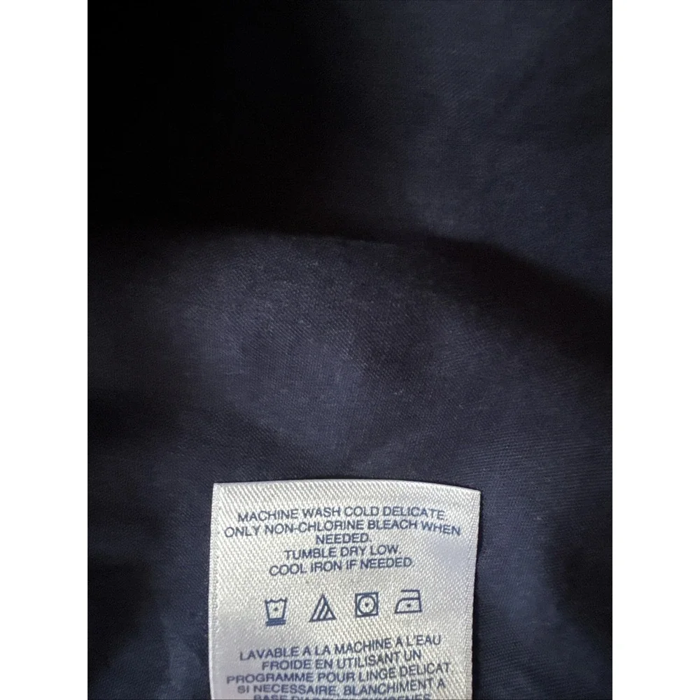 Land's End‎ White Navy Printed Lined Floral Zip  A Line Skirt SZ 12